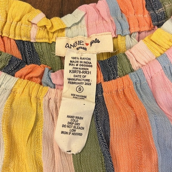 Angie Girl's Colorful Striped Lightweight Romper, Sz. S. - Picture 7 of 7